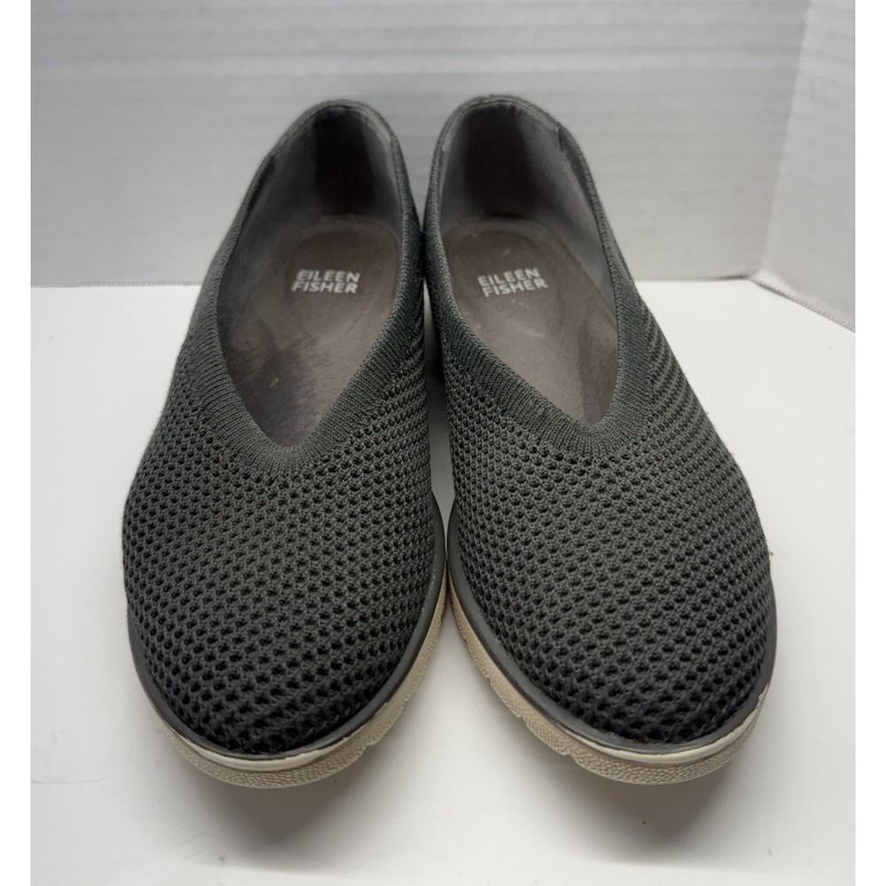 Eileen Fisher Heaven Knit Wedge‎ Ballet Flats Gray Comfort Shoes Women's 5